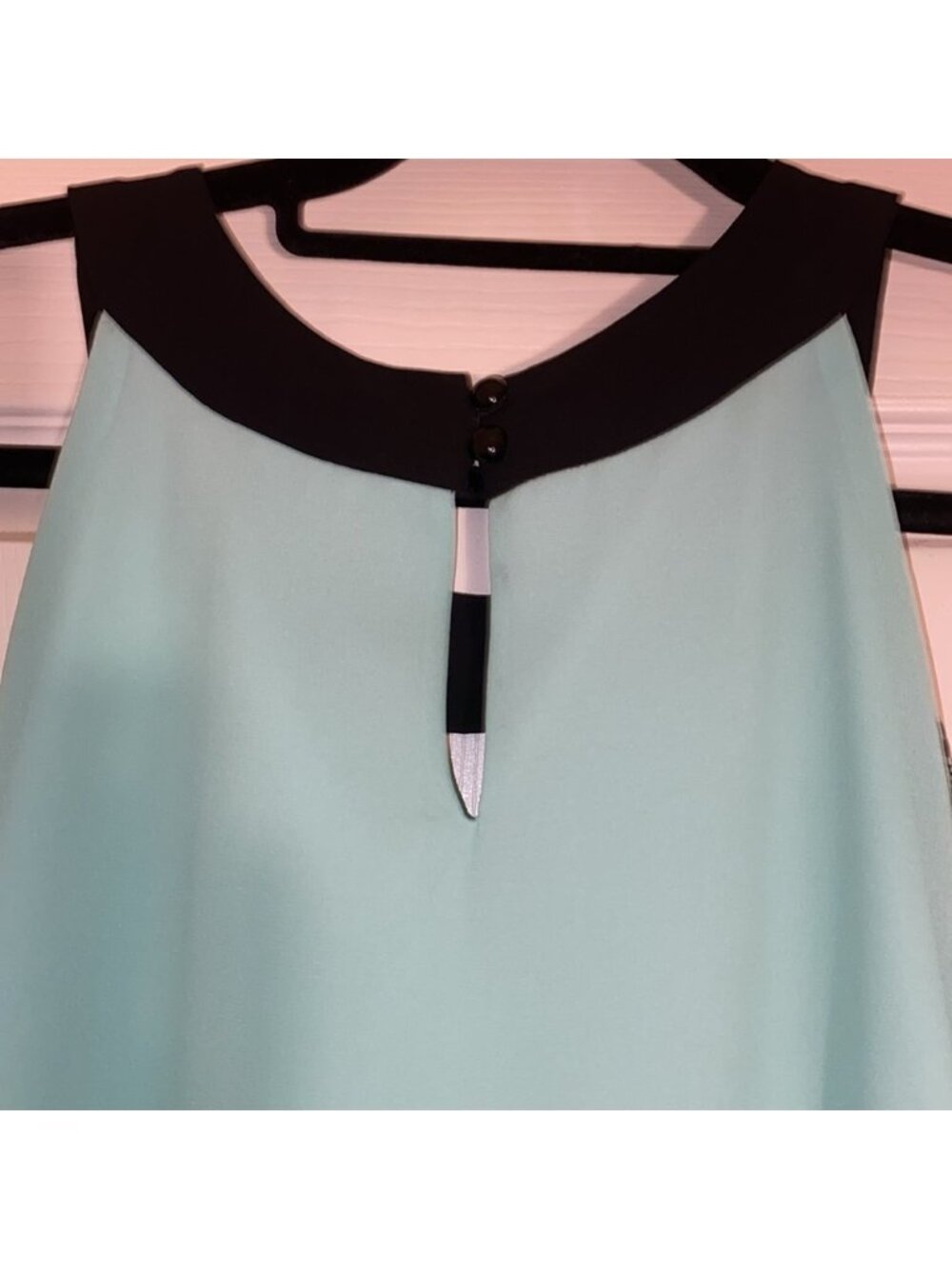 A.Byer sleeveless gathered bottom lace trim around  Beautiful Pale Green SZ S - Picture 7 of 8